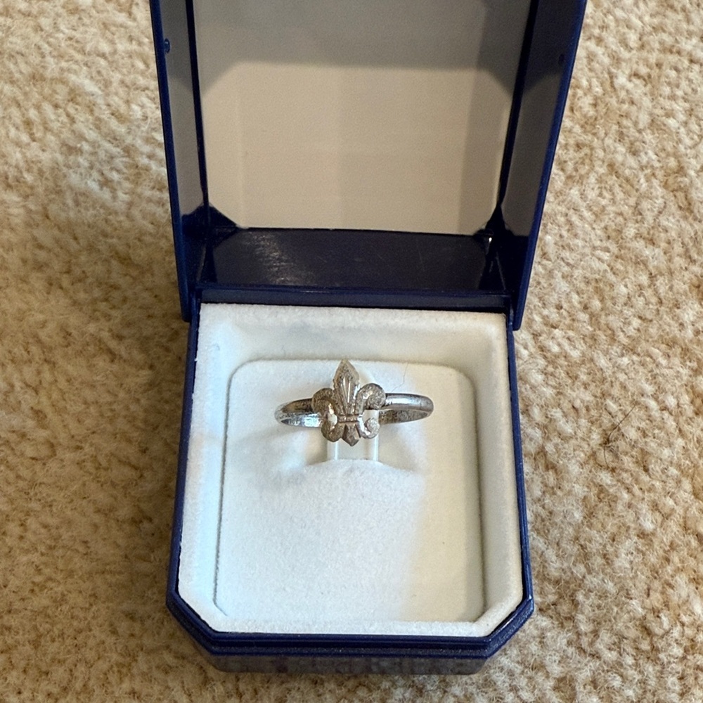 Dainty Sterling Silver Fleur-de-Lis Ring from Florence